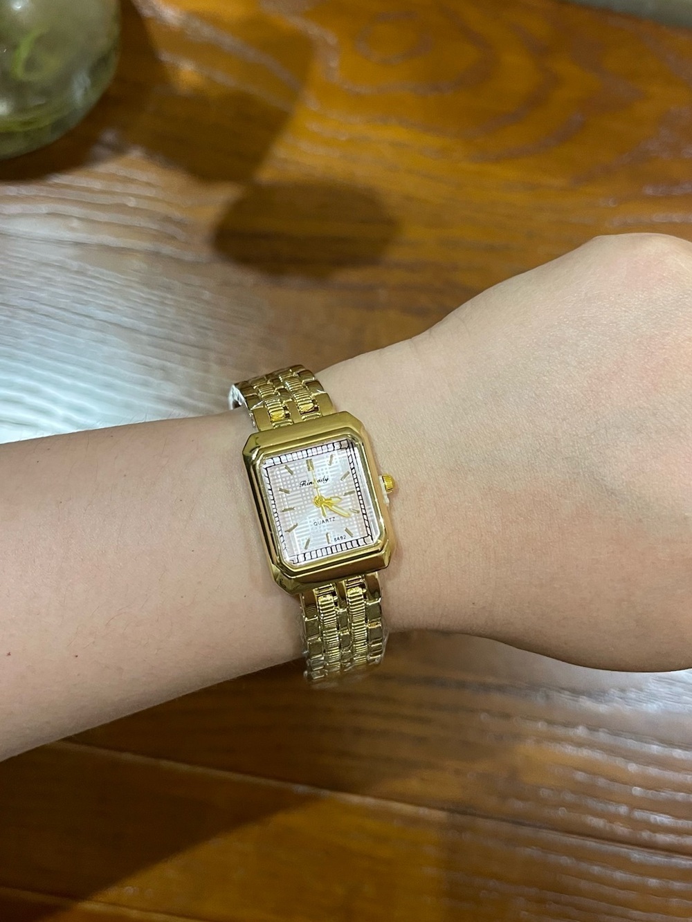 Classic Gold-Tone Rectangular Bracelet Watch - new battery included